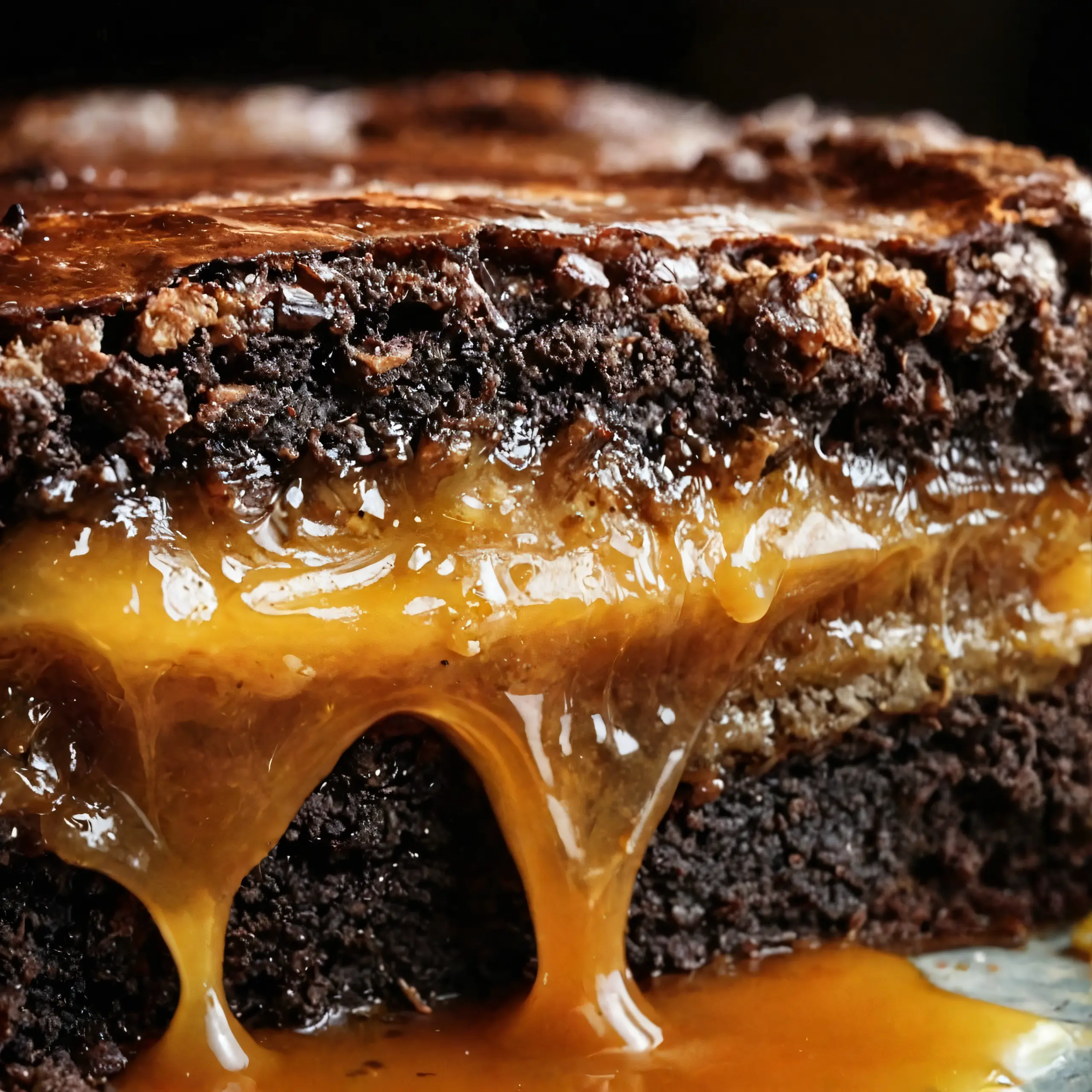 Rich and Molten Caramel Brownie Pie