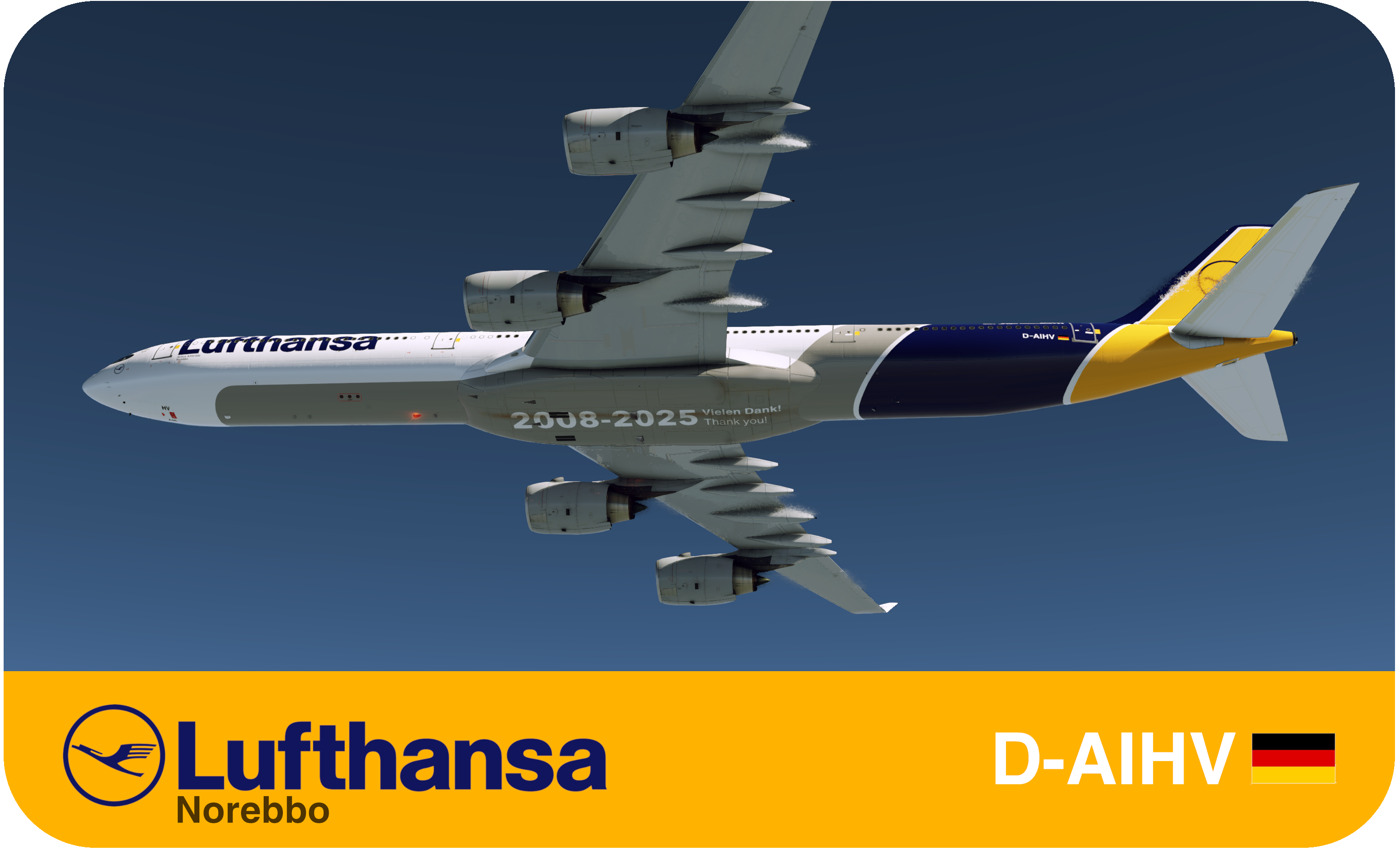 ToLiss A340 600 LUFTHANSA In Remembrance 2008 2025 D AIHV 