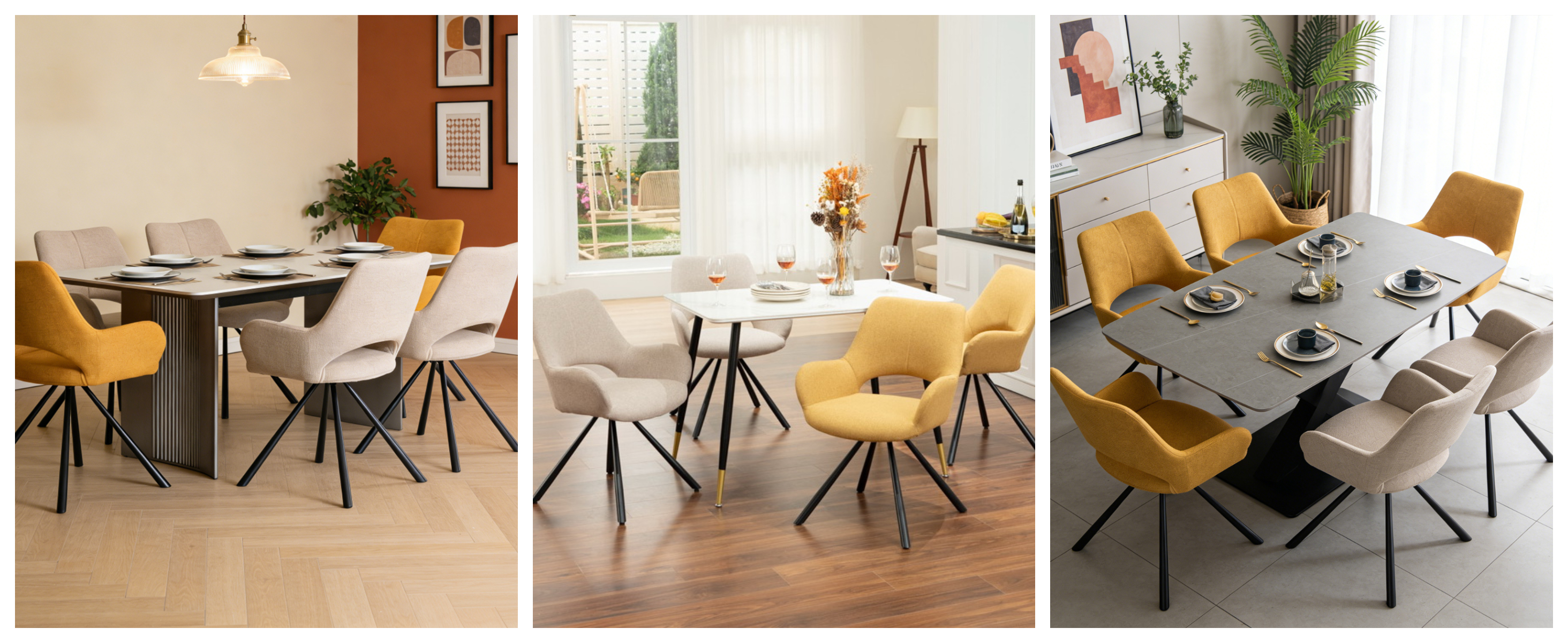 Association de plusieurs coloris de chaises autour d'une table