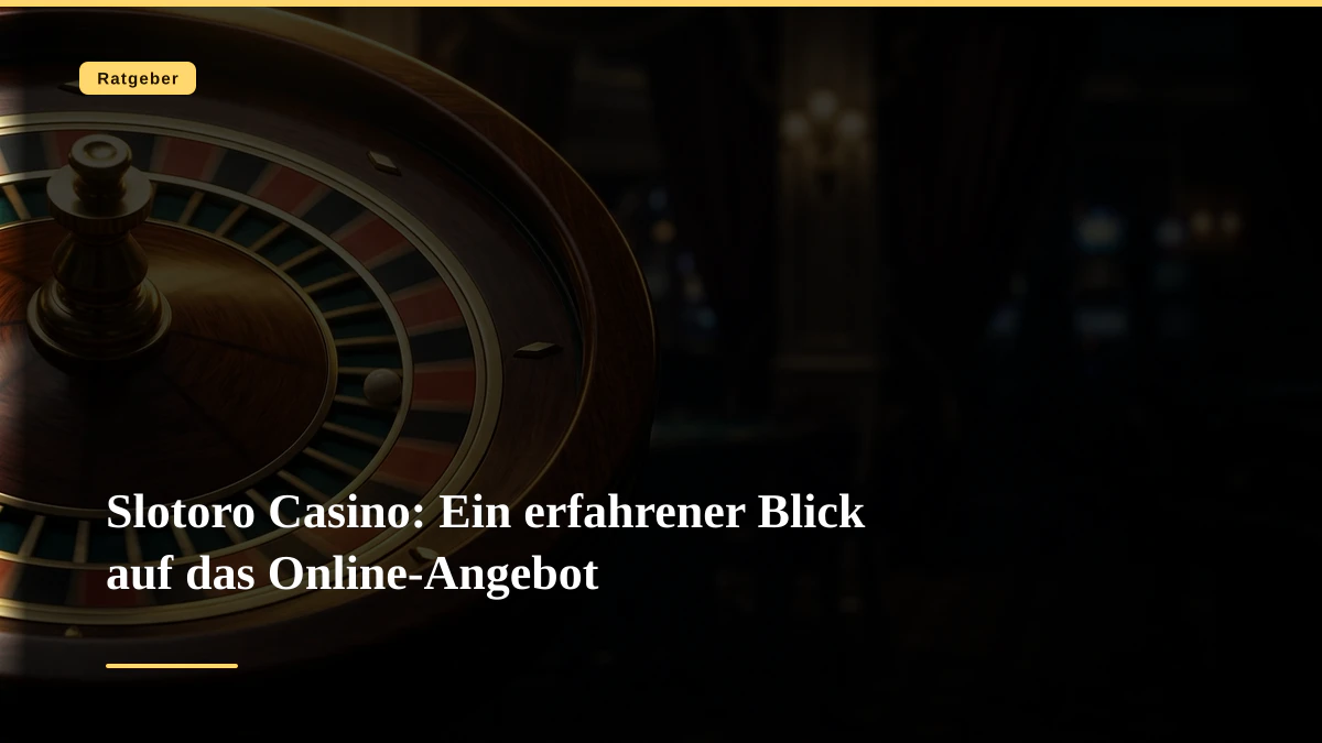 Slotoro Casino: Ein erfahrener Blick auf das Online-Angebot