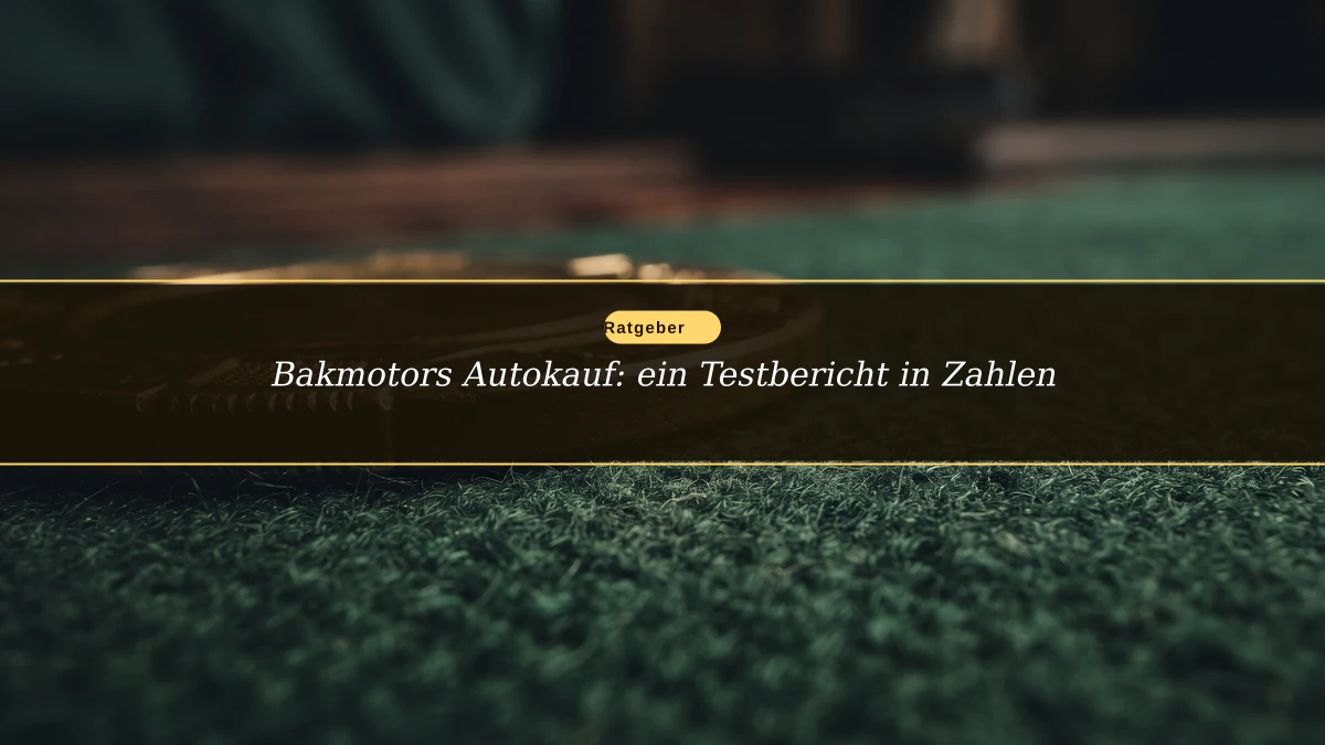 Bakmotors Autokauf: ein Testbericht in Zahlen
