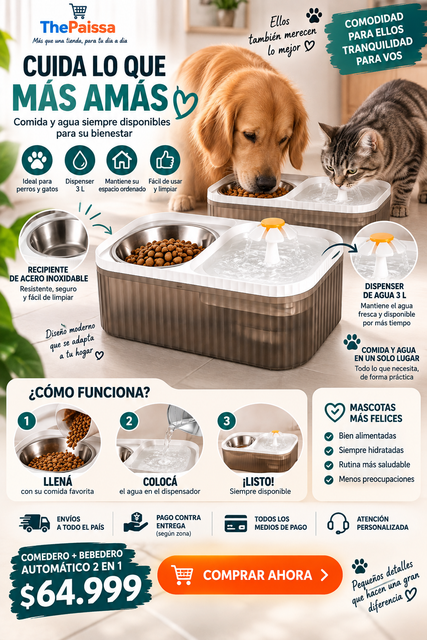 Comedero y bebedero para perros y gatos