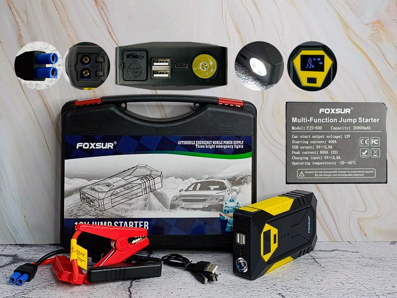 ARRANCADOR-POWER BANK FJS-600 FOXSUR 12V 26800MAH D/ESTUCHE