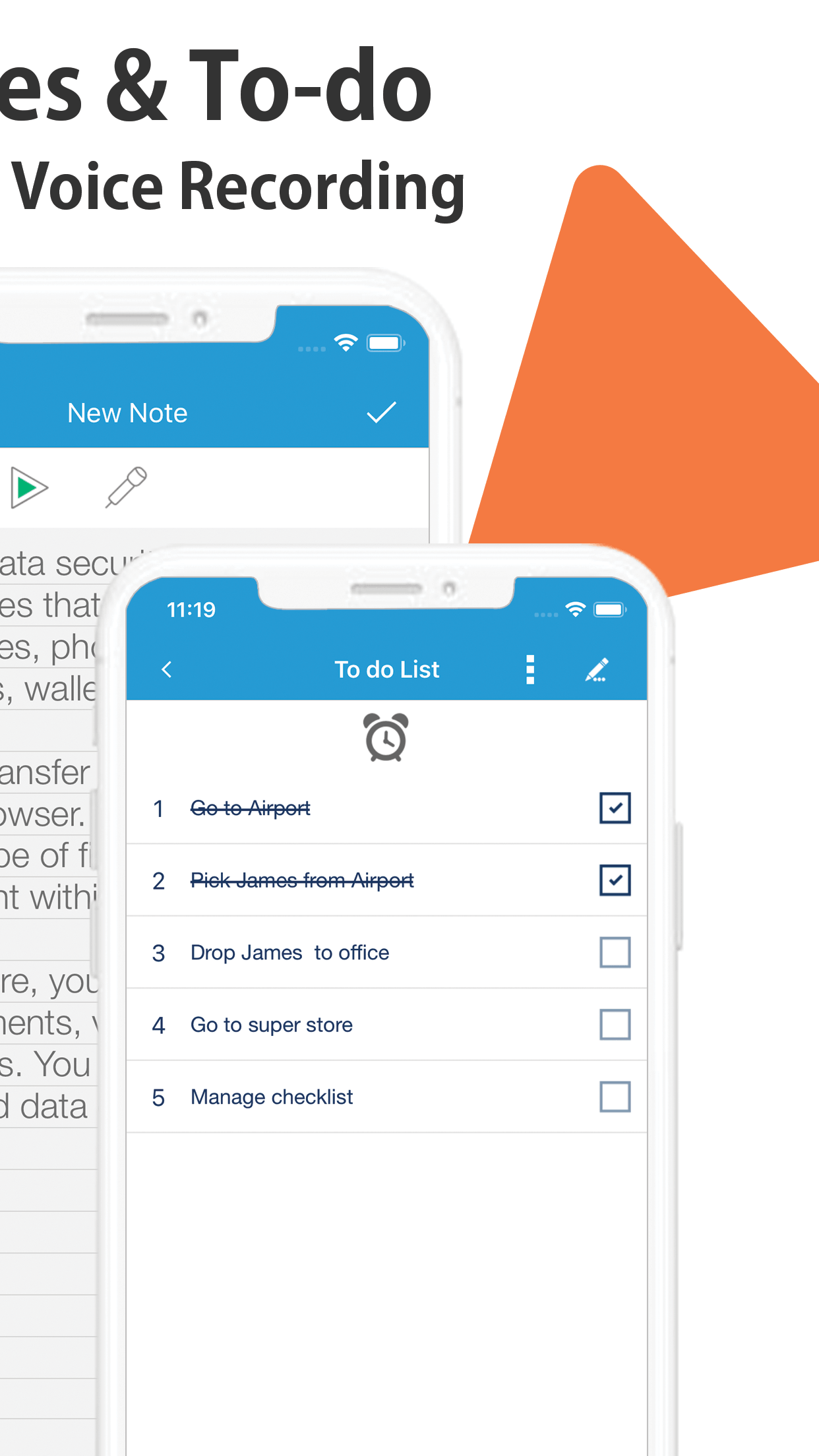 Folder Lock iOS secure notes and audio vault interface