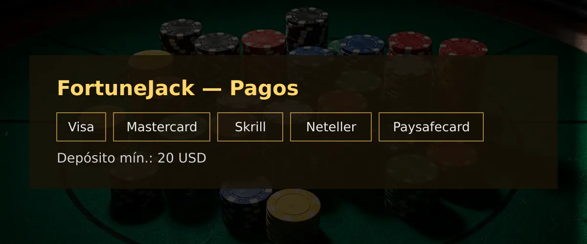 FortuneJack &mdash; Pagos: Visa, Mastercard, Skrill, Neteller, Paysafecard