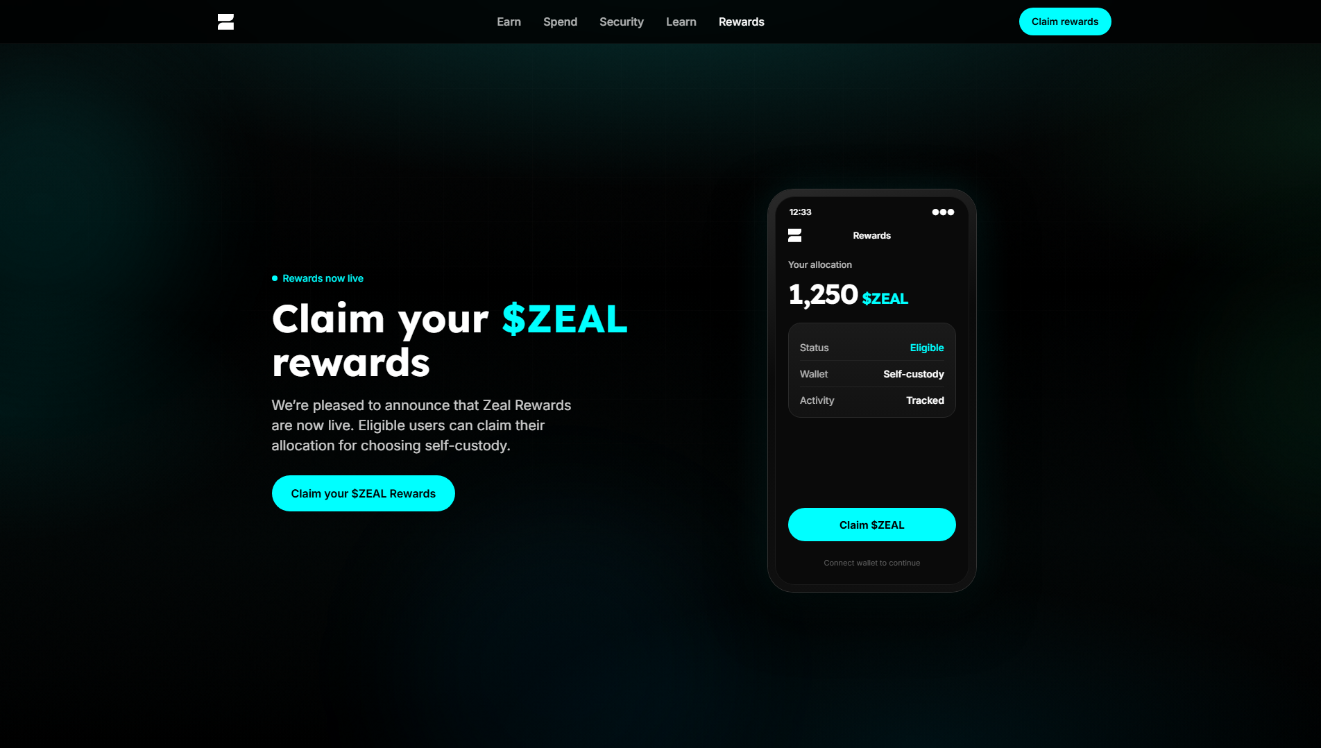 Forensic screenshot of zealearnings.app showing the phishing page layout