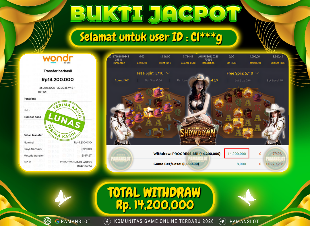 PAMANSLOT JACKPOT Game PG - Wild Bounty Showdown Rp.14,200,000- LUNAS