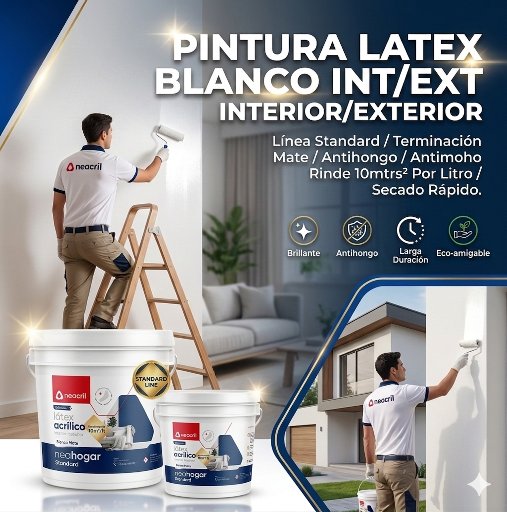 PINTURA LÁTEX BLANCO ANTIHONGOS int/ext.