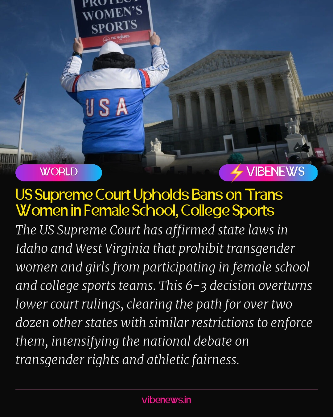 US Supreme Court Upholds Bans on Trans Women in Female School, College Sports