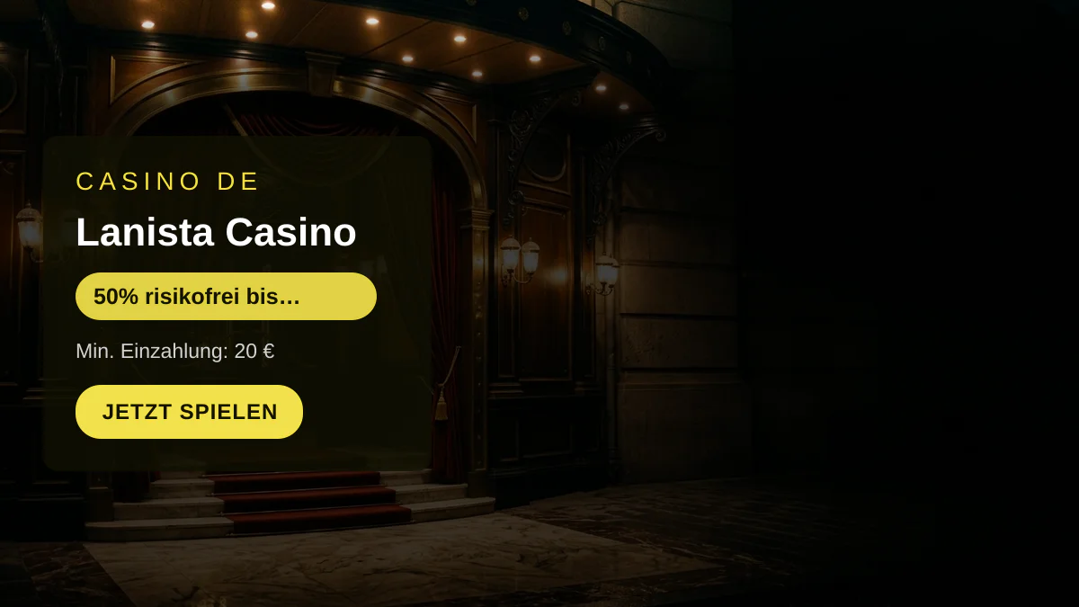 Lanista Casino — Willkommensbonus 50% risikofrei bis 50 € + 250 FS, Zahlungen: Visa, Mastercard, Paysafecard, Sofort, Interac