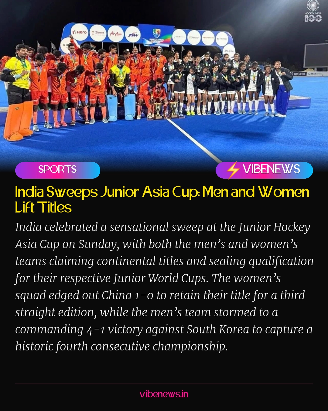 India Sweeps Junior Asia Cup: Men and Women Lift Titles