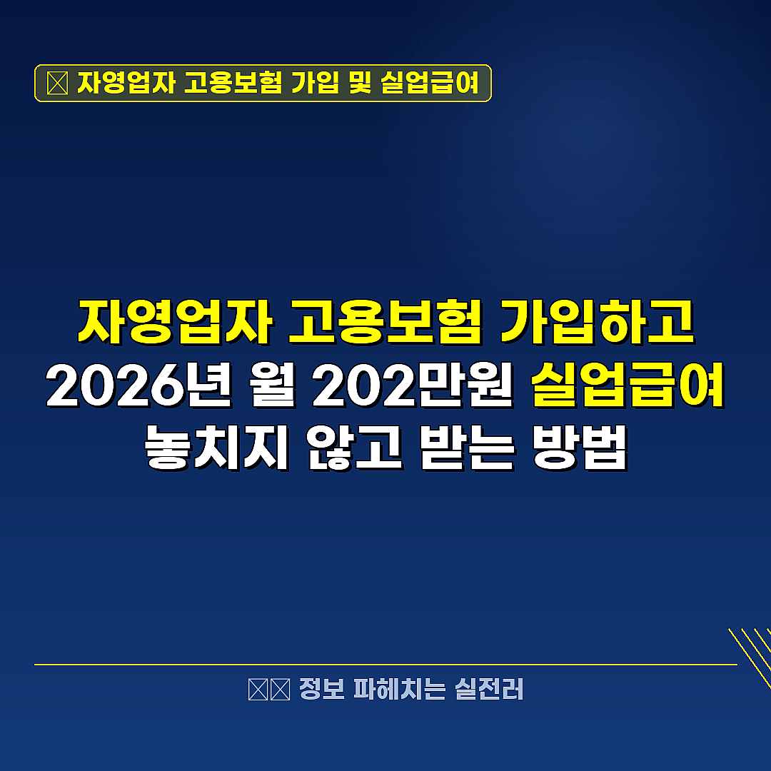 자영업자 고용보험 가입 및 실업급여 관련 정보 썸네일