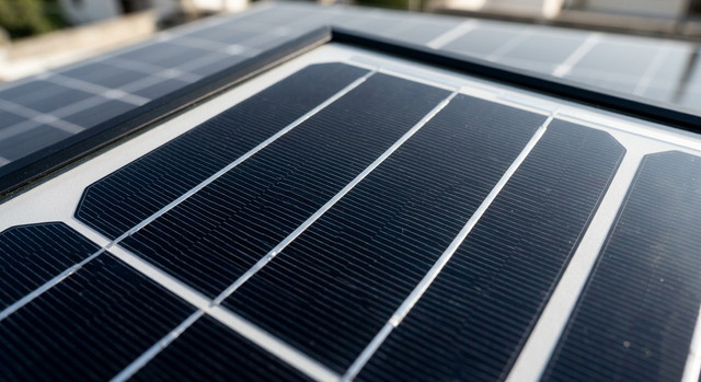 Detailed close-up of a high-efficiency N-type solar panel