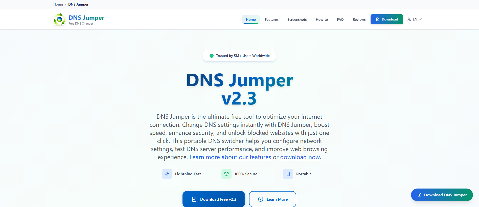 Screenshot of dnsjumper.app