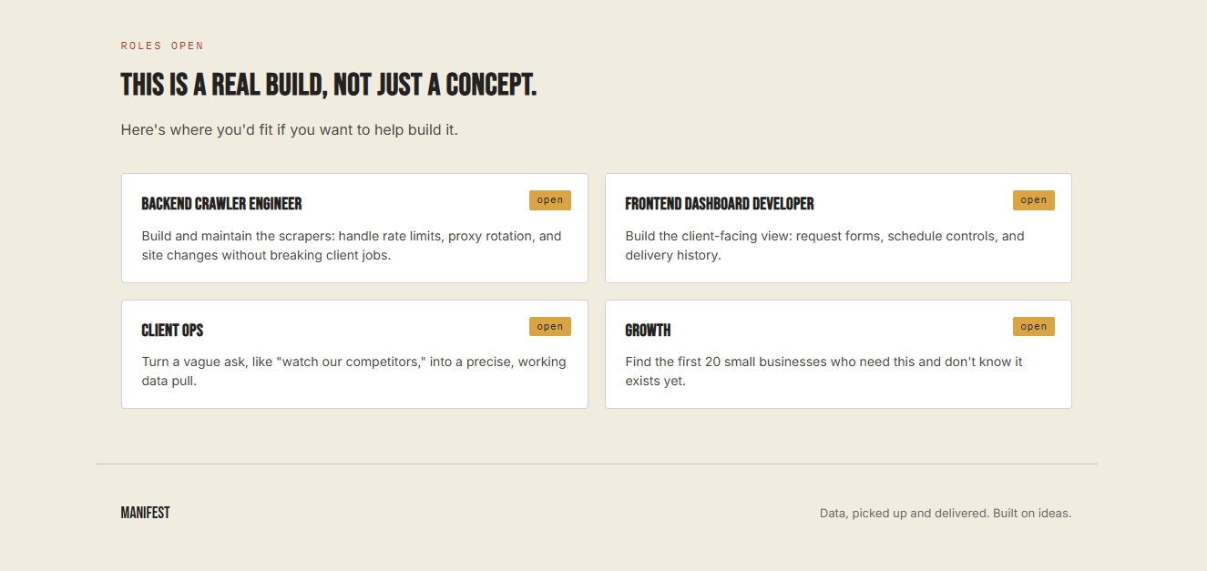 Manifest — scraping as a delivery service