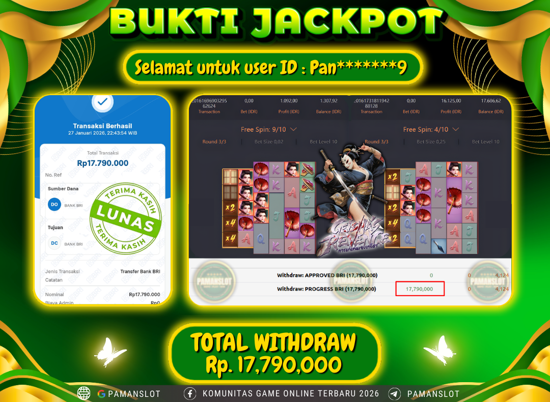 PAMANSLOT JACKPOT Game PG - Geishas Revenge Rp.17,790,000- LUNAS