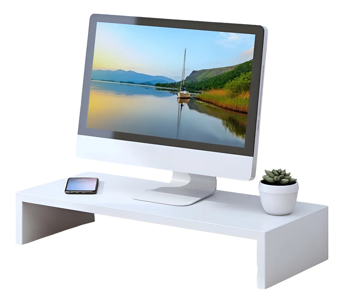Soporte Madera Elevador para Monitor Organizador de Escritorio