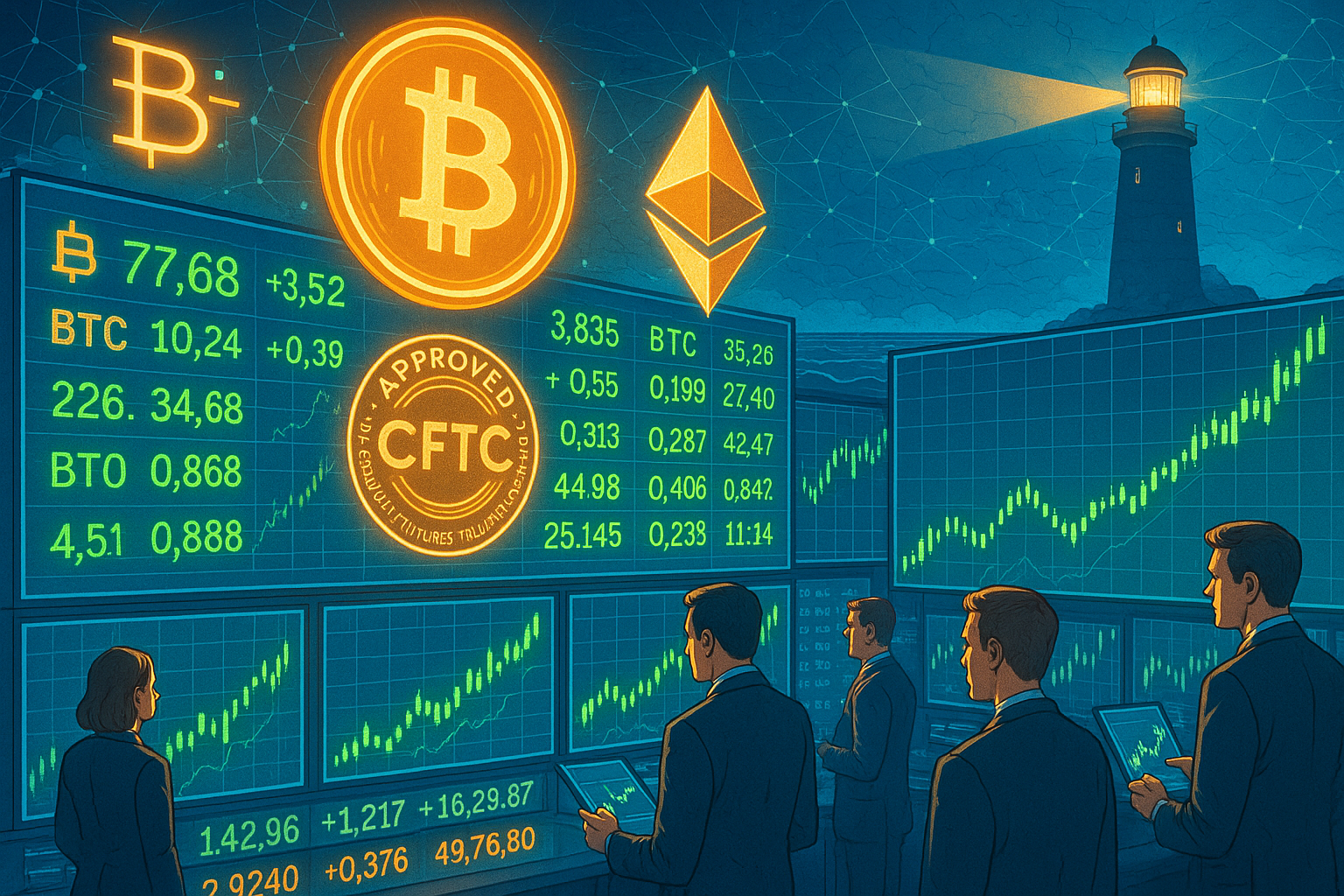 Illustration of CFTC regulating spot crypto products on US exchanges