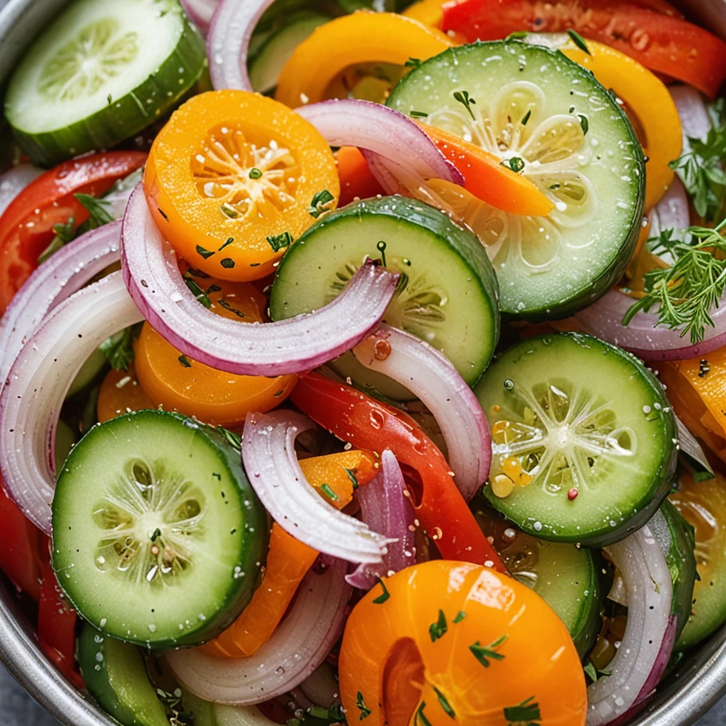 Refreshing Pickled Cucumber, Onion, and Bell Pepper Salad