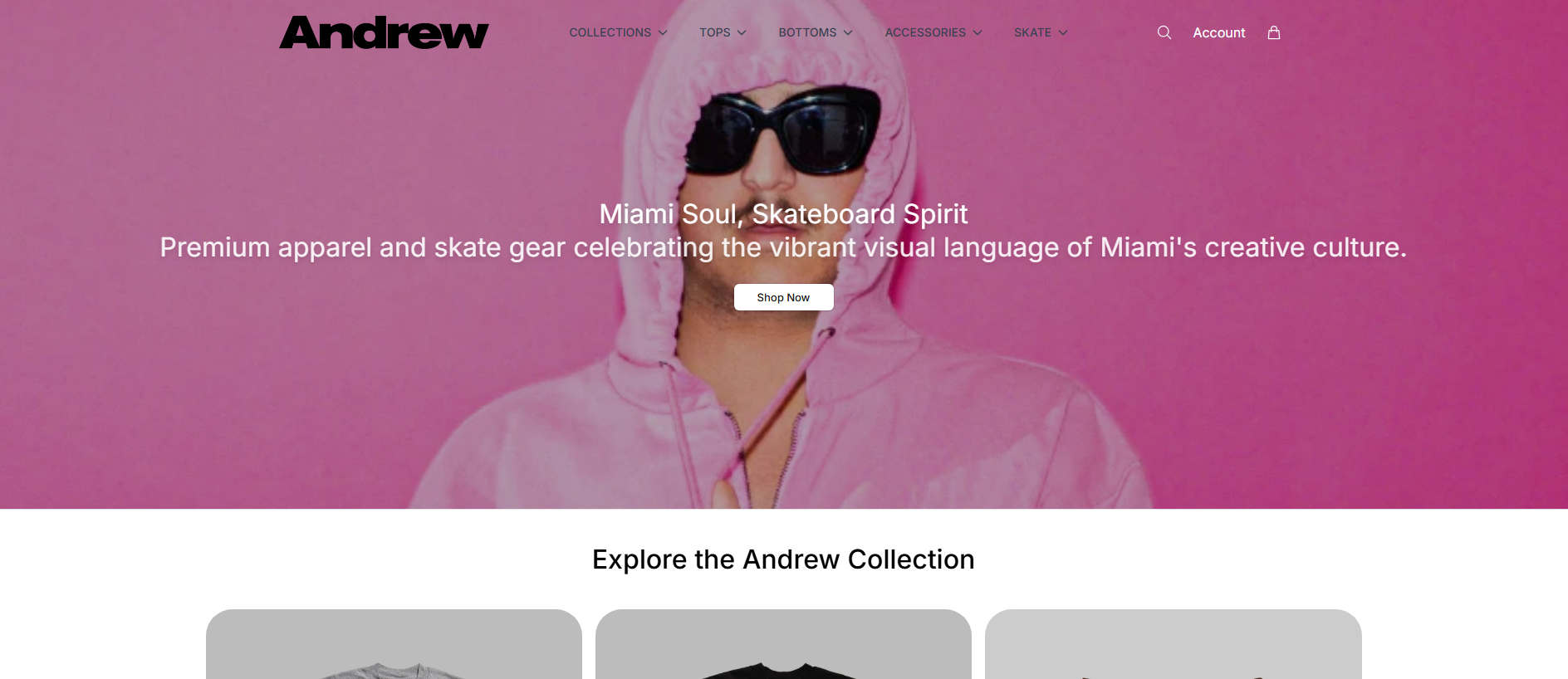 Stored capture of andrewmiamishop.shop