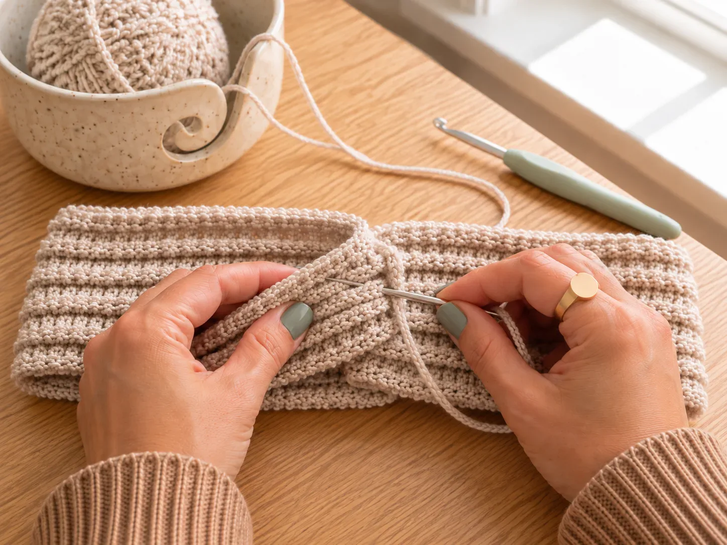 Cozy Bouclé Ear Warmer: Add edging or closure