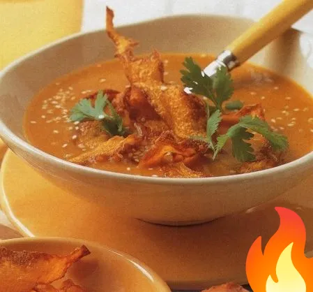 Постер Тыквенный суп-пюре с чипсами