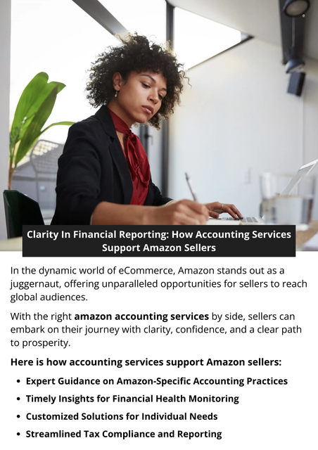 Accounting services make financial reporting easy for Amazon sellers. By knowing Amazon's rules, helping with taxes, and making special reports, accounting services support sellers in running a successful business.Accounting services know a lot about Amazon's money rules. They help sellers with fees, taxes, and keeping track of stuff on Amazon. To know more visit here https://www.esenshi.com/amazon-fba-accounting-services