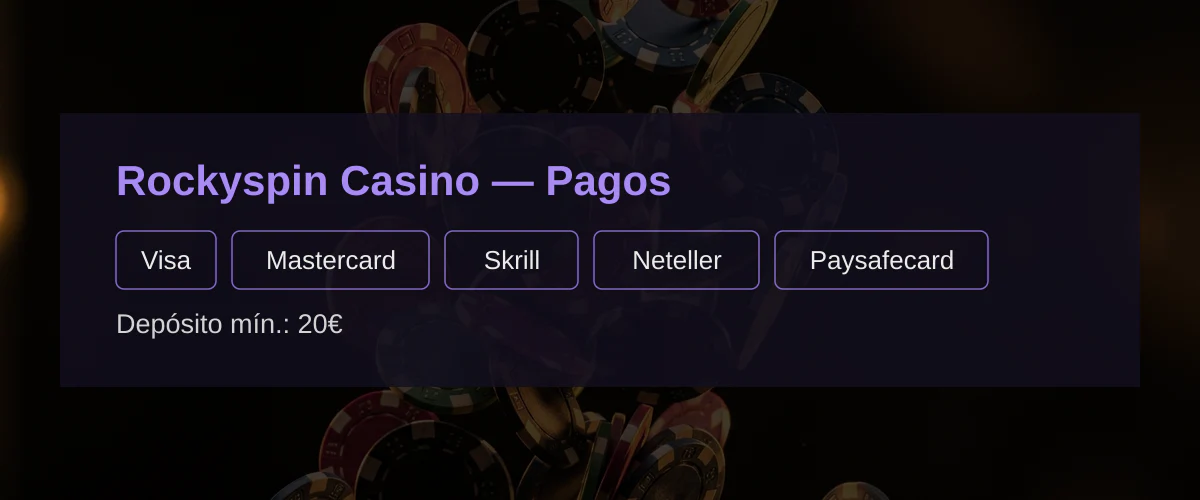 Rockyspin Casino &mdash; Pagos: Visa, Mastercard, Skrill, Neteller, Paysafecard