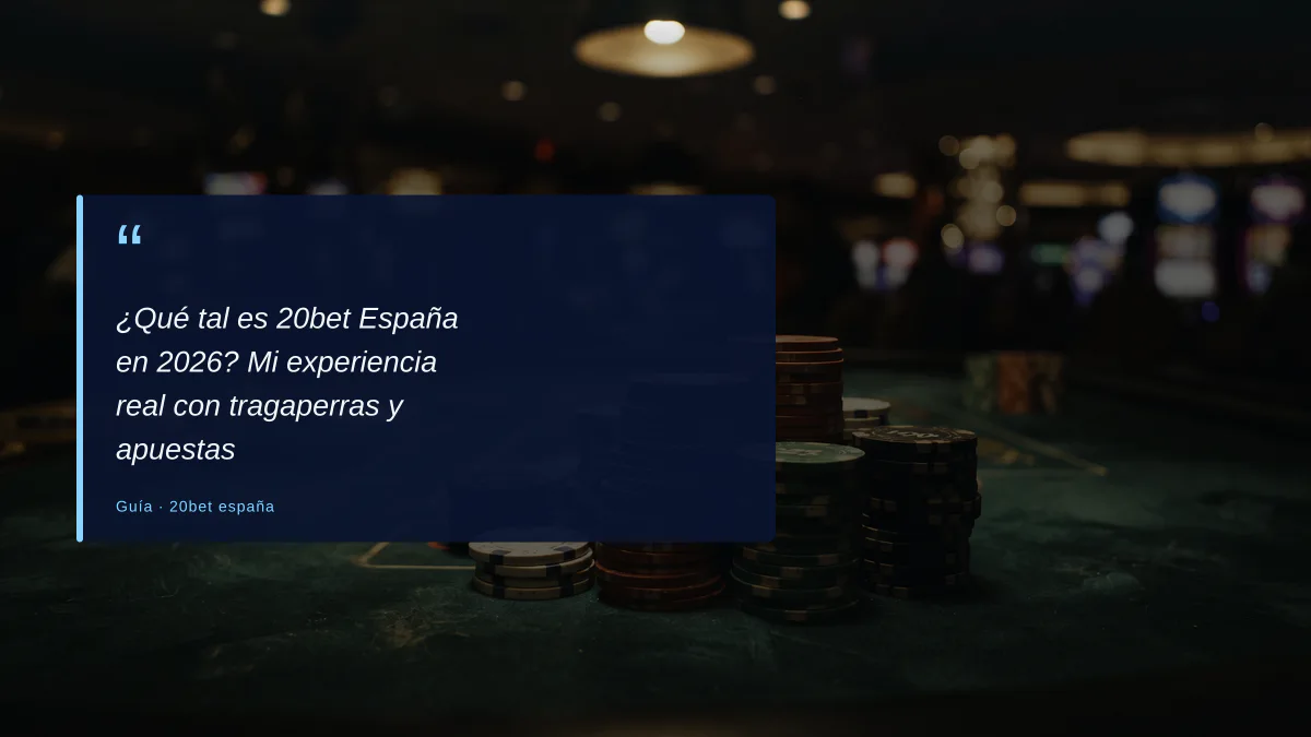 ¿Qué tal es 20bet España en 2026? Mi experiencia real con tragaperras y apuestas