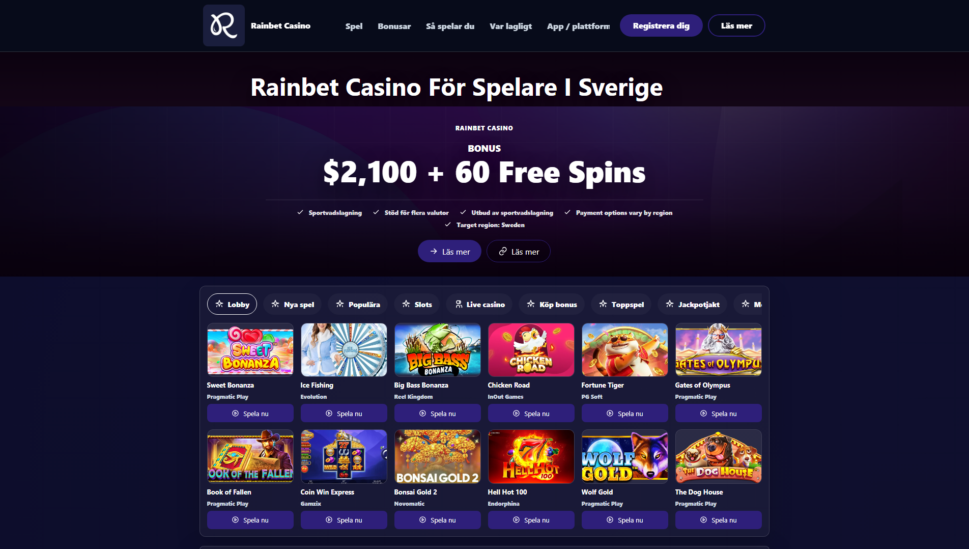 Screenshot of rainbetse.com