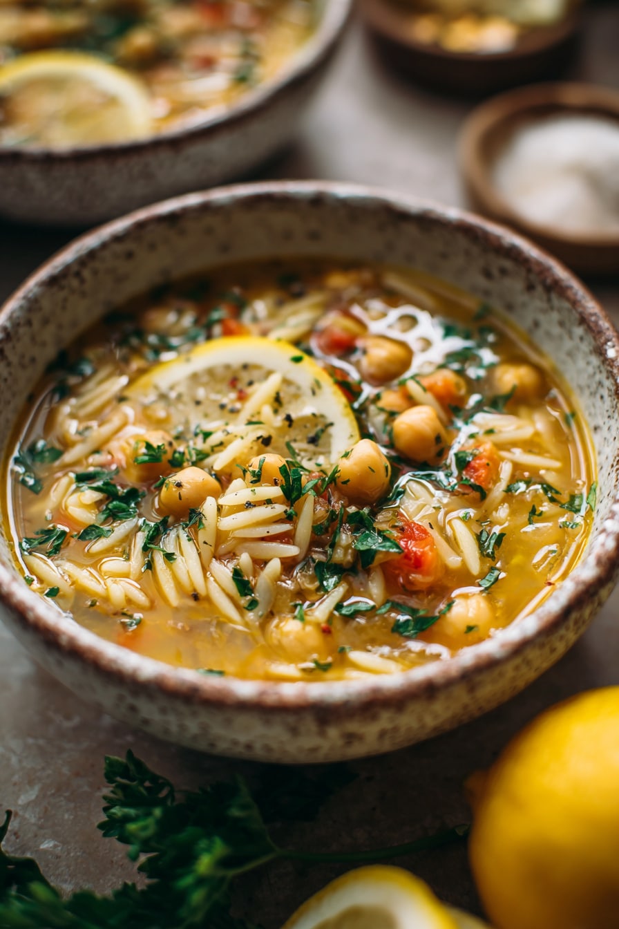 Chickpea Orzo Soup