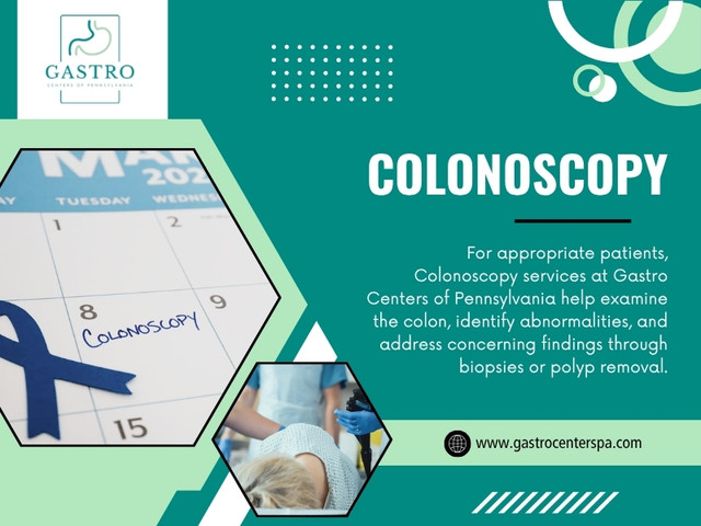 A colonoscopy lets a physician examine the inside of the colon. It may be used to investigate problems such as rectal bleeding or lasting bowel changes, and it can also form part of colorectal cancer screening.

Gastro Centers of Pennsylvania

Our Location:
King of Prussia: 216 Mall Blvd #120, King of Prussia, PA 19406, United States
Find Us On Google Map: https://maps.app.goo.gl/urcTXbfAmHQzMY5V7

Read Our Blogs:
https://gastrocenterspa.medium.com/
https://gastrocenterspa.mystrikingly.com/
https://gastrocenterspa.tumblr.com/

More Links:
https://bio.site/gastrocenterspa
https://peatix.com/user/30592065/view
https://speakerdeck.com/gastrocenterspa