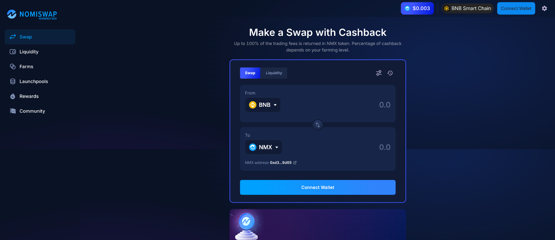 Screenshot of nomiswap.pages.dev