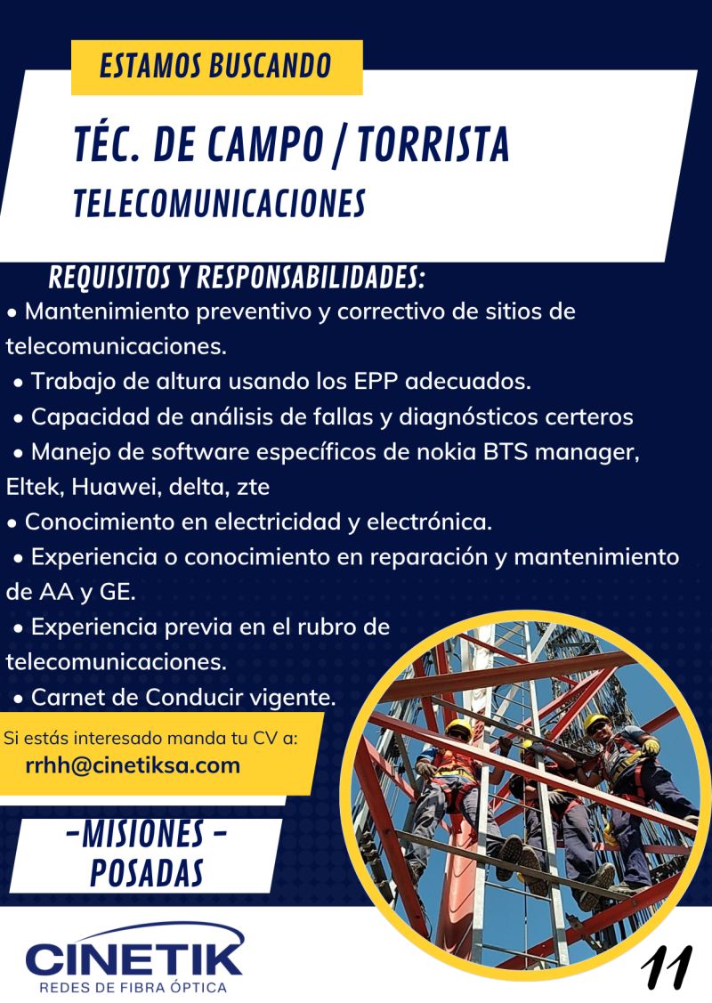 Se Busca Tecnico de Campor / Torrista en Posadas