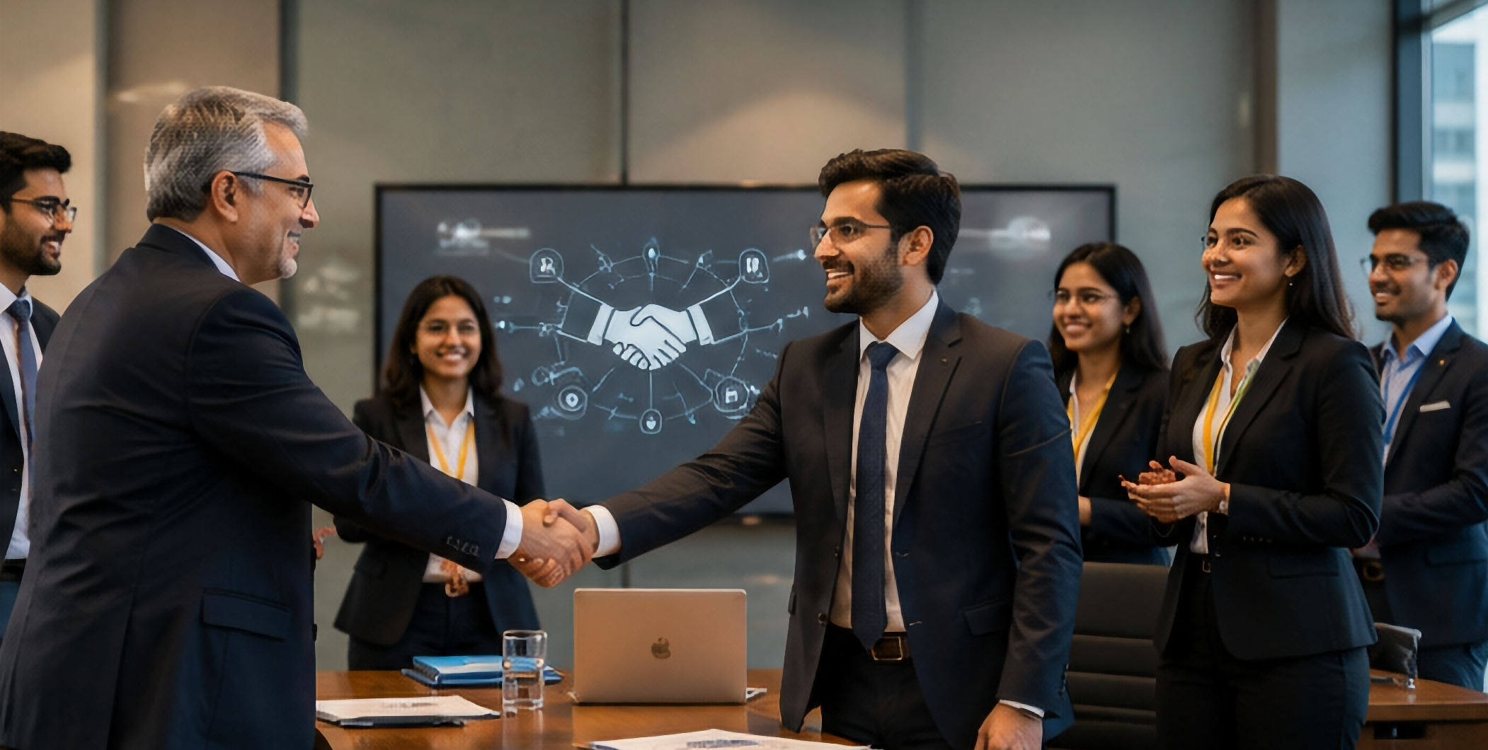 Business handshake meeting