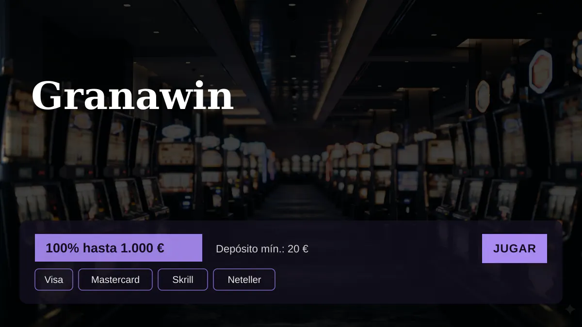 Granawin casino � bono de bienvenida 100% hasta 1.000 � + 120 FS, pagos: Visa, Mastercard, Skrill, Neteller, Paysafecard