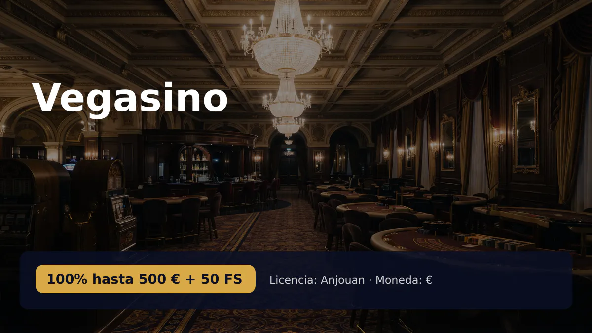 Vegasino casino &mdash; bono de bienvenida 100% hasta 500 &euro; + 50 FS, pagos: Visa, Mastercard, Skrill, Neteller, MiFinity
