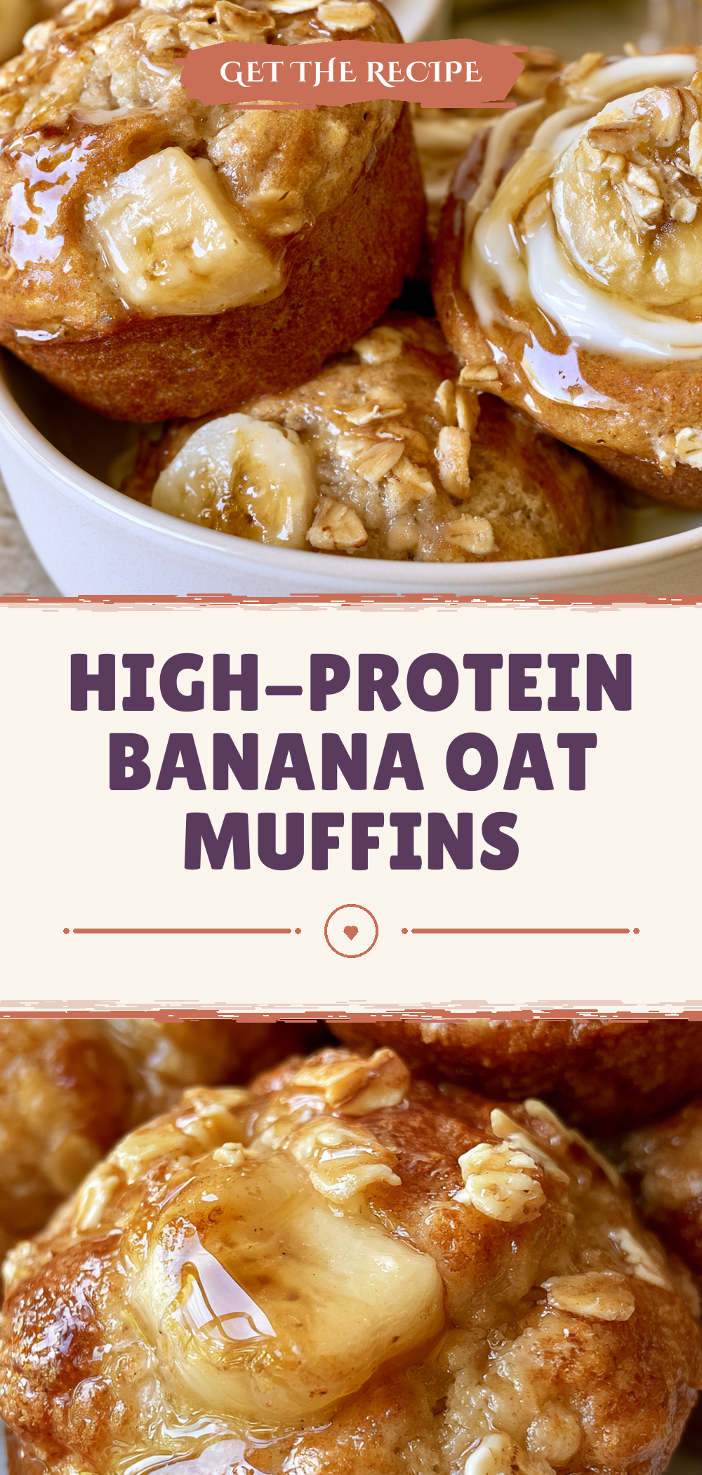 Pinterest graphic for High-Protein Banana Oat Muffins