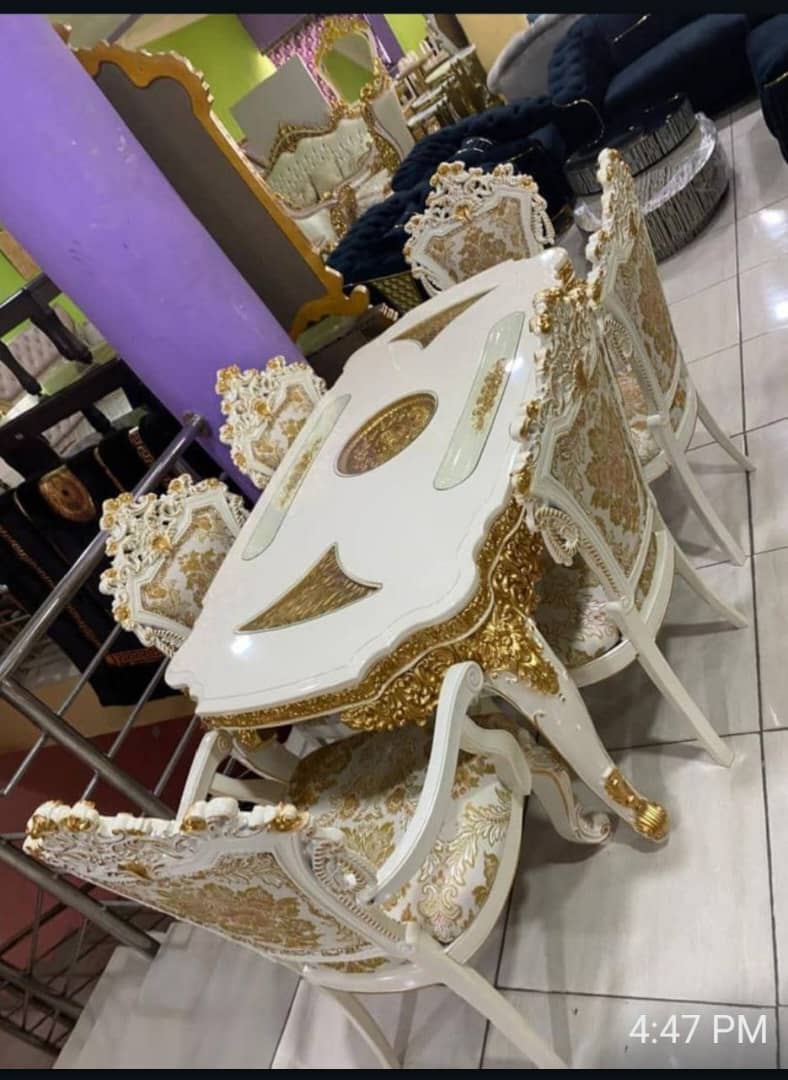 Ivory & Gold Baroque 6-seater Dining Set