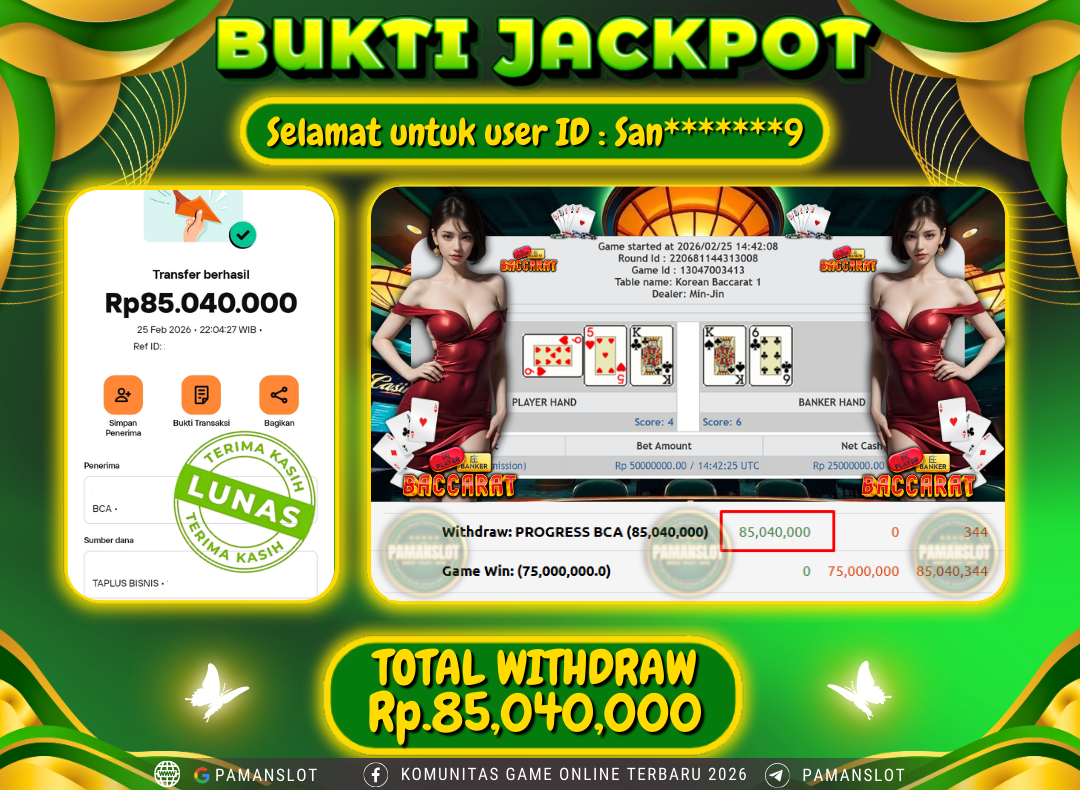 PAMANSLOT JACKPOT Game Live Games PP-Korean Speed Baccarat 4 Rp.85,040,000- LUNAS