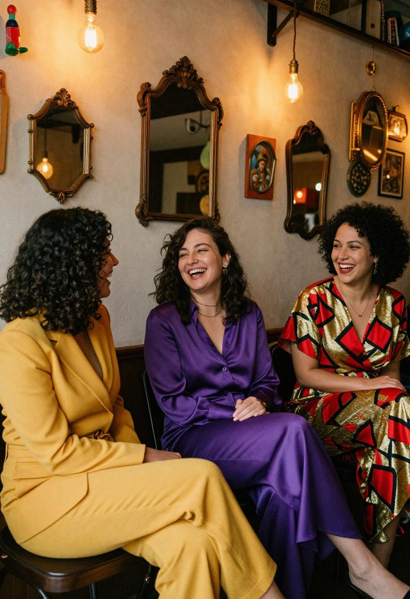 Bold jewel-toned jumpsuits and wrap dresses for a group escape room adventure date night