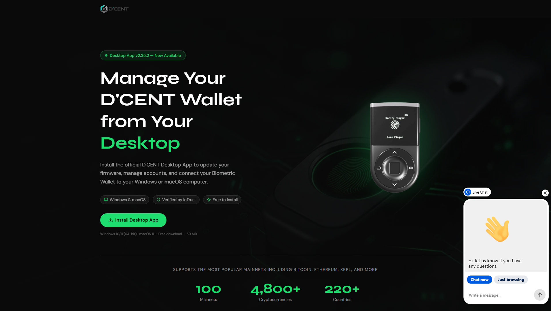 Screenshot of dcentpcapp.com