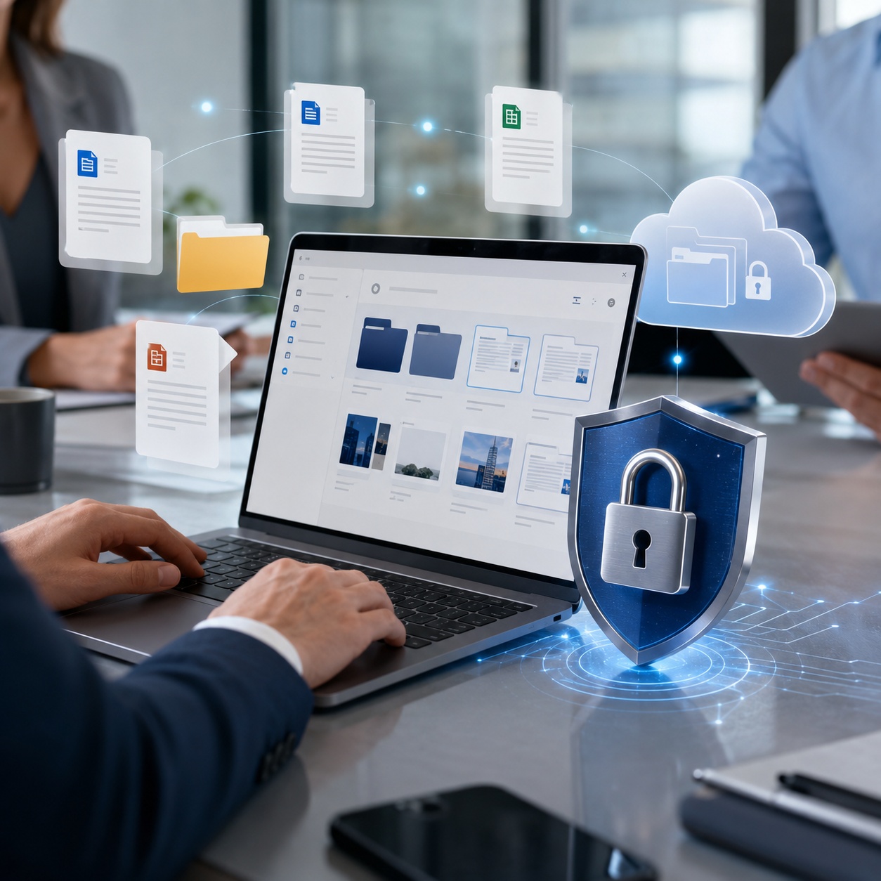 SharePoint file security concept with encrypted cloud document access controls