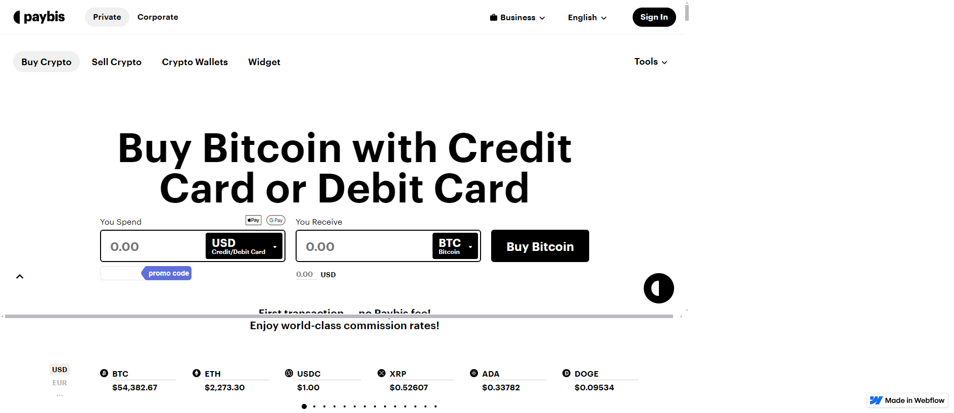 Stored capture of paybis-us.webflow.io