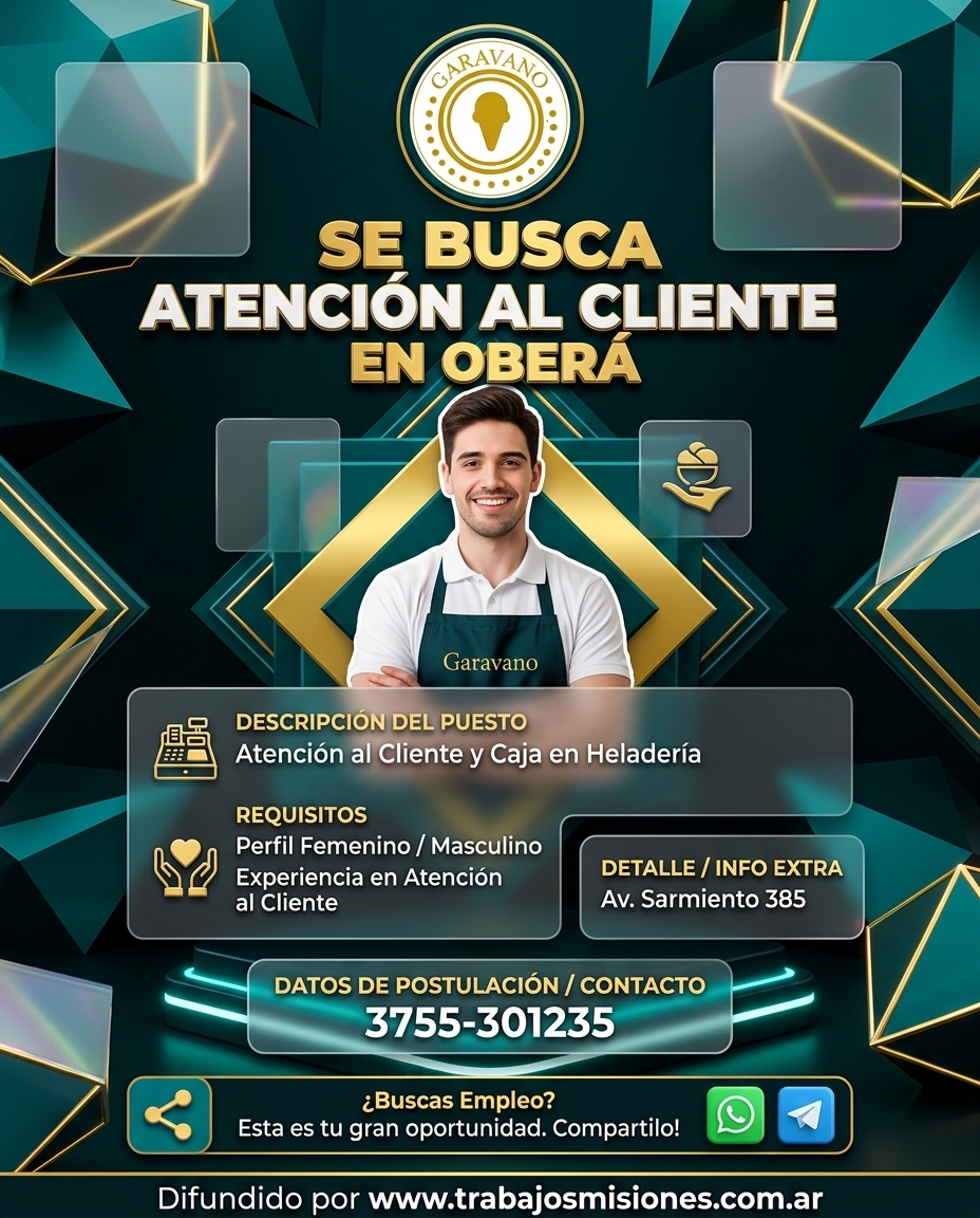 Se Busca Personal para Atencion al Cliente en Obera