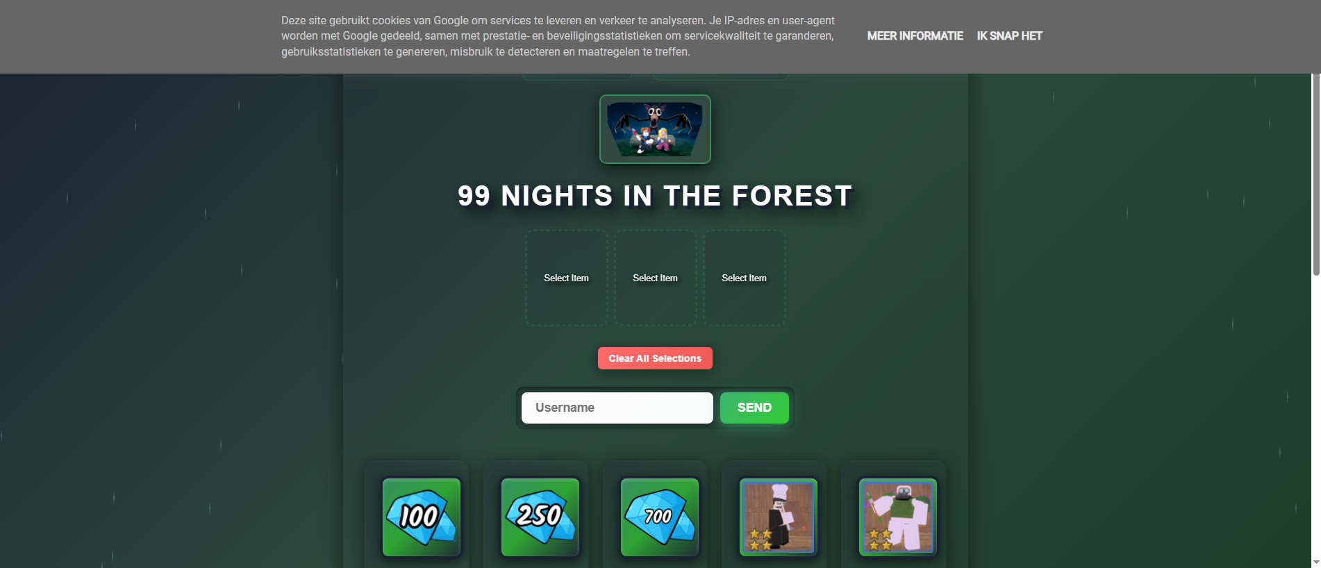 Forensic screenshot of 99nightsintheforest.blogspot.com showing the phishing page layout