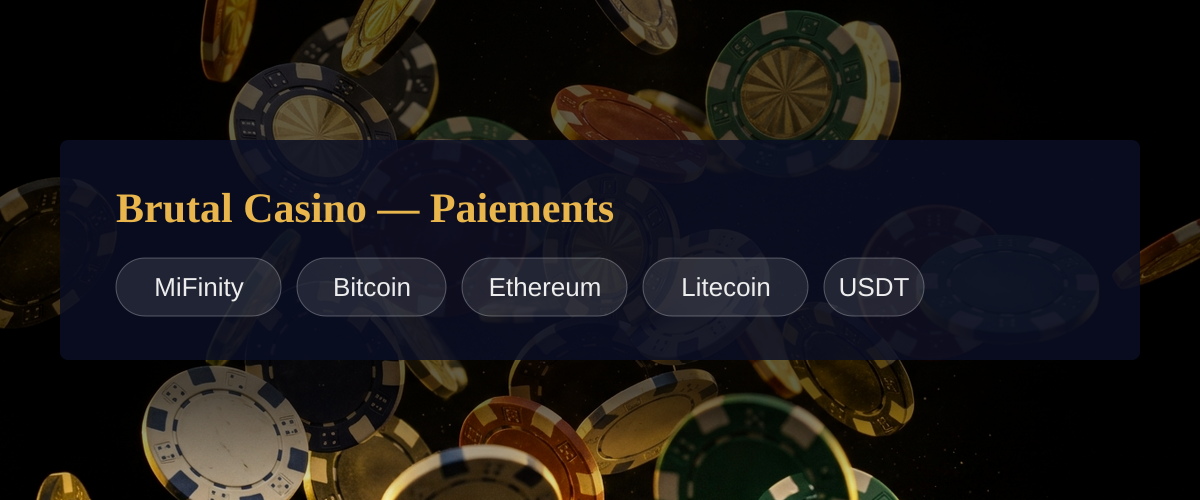 Brutal Casino — Paiements: MiFinity, Bitcoin, Ethereum, Litecoin, USDT