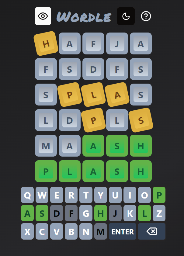3 different states for letters wordle main screen