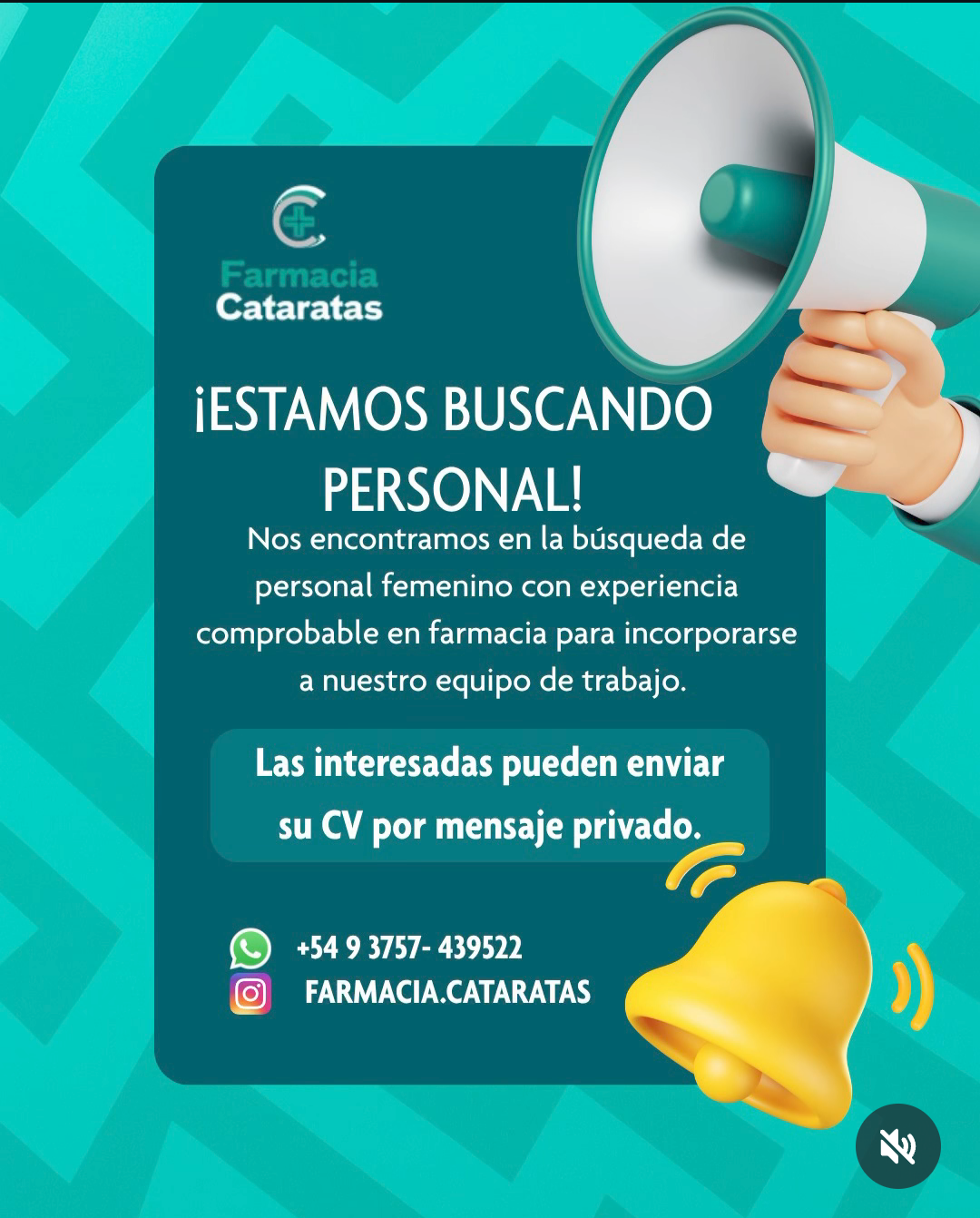 Se Busca Personal para Farmacia en Puerto Iguazú