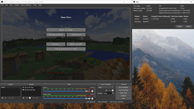 OBS Studio 720p30 4000kbps Stuttering Minecraft